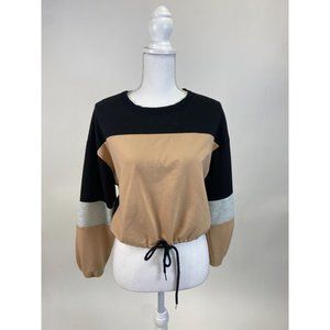 Angashion Color Block Pullover with Drawstring